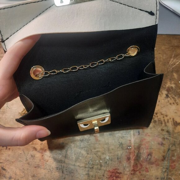 NEW PU Leather Small Fashion Slung Mobile Bag With Contrast Lock Chain - Picture 10 of 10